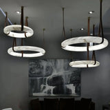 Contemporary Circular Alabaster Dining Room Chandelier Image - 4