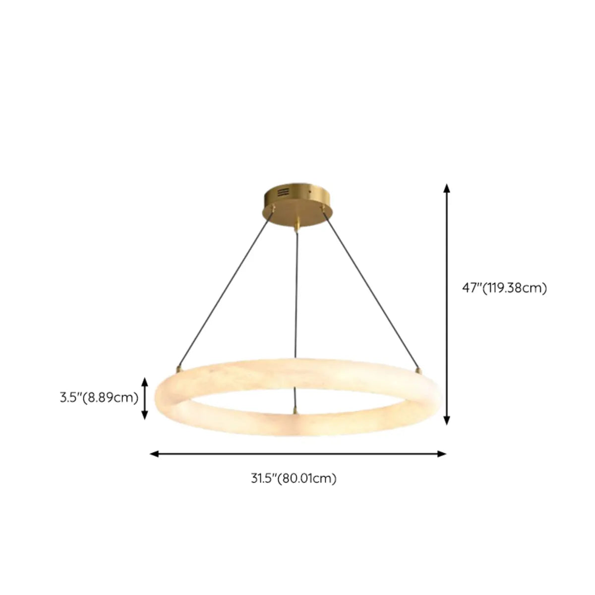 Contemporary Circular Alabaster Dining Room Chandelier 