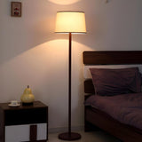 Contemporary Classic Barrel Walnut Metal Floor Lamp Image - 6