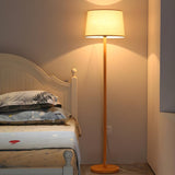 Contemporary Classic Barrel Walnut Metal Floor Lamp Image - 9