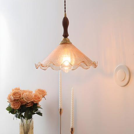 Contemporary Clear Amber Glass Bell Pendant Light Set Image - 2