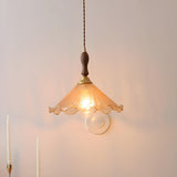 Contemporary Clear Amber Glass Bell Pendant Light Set Image - 5