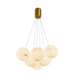 Contemporary Cluster Globe Alabaster White Chandelier Image - 10