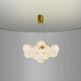 Contemporary Cluster Globe Alabaster White Chandelier Image - 12