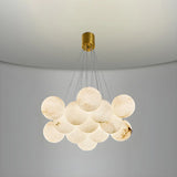 Contemporary Cluster Globe Alabaster White Chandelier Image - 13