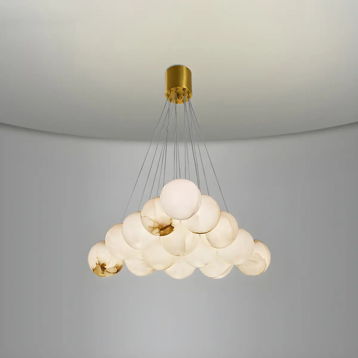 Contemporary Cluster Globe Alabaster White Chandelier Image - 15