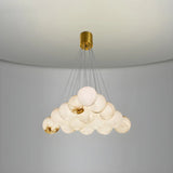 Contemporary Cluster Globe Alabaster White Chandelier Image - 15