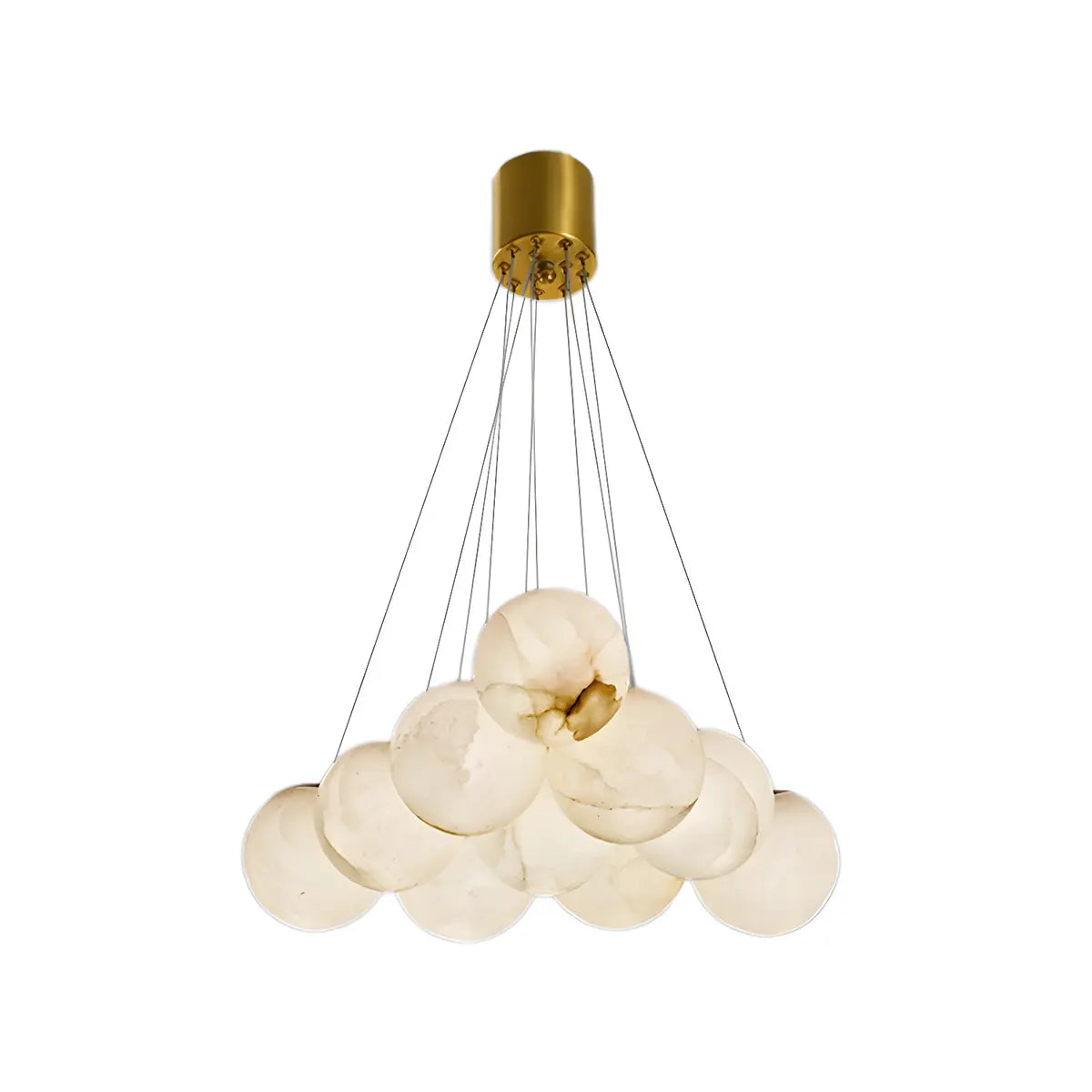 Contemporary Cluster Globe Alabaster White Chandelier Image - 16