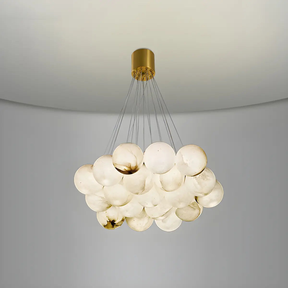 Contemporary Cluster Globe Alabaster White Chandelier Image - 19