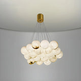 Contemporary Cluster Globe Alabaster White Chandelier Image - 19