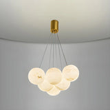 Contemporary Cluster Globe Alabaster White Chandelier Image - 2