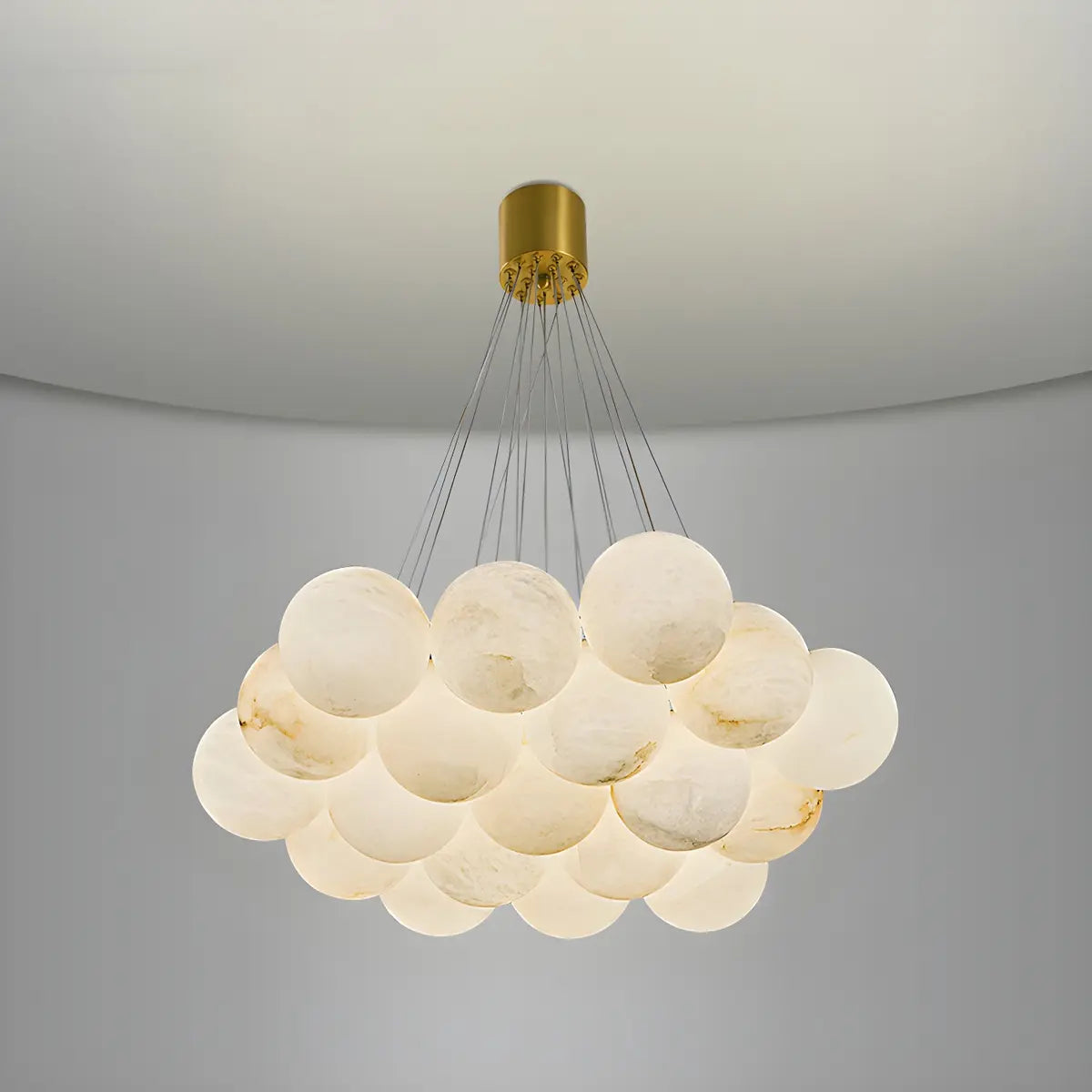 Contemporary Cluster Globe Alabaster White Chandelier Image - 21