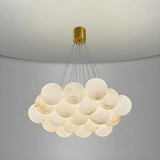 Contemporary Cluster Globe Alabaster White Chandelier Image - 21