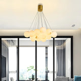 Contemporary Cluster Globe Alabaster White Chandelier Image - 22