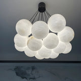 Contemporary Cluster Globe Alabaster White Chandelier Image - 26