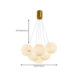 Contemporary Cluster Globe Alabaster White Chandelier Image - 28