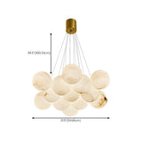 Contemporary Cluster Globe Alabaster White Chandelier Image - 36