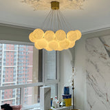 Contemporary Cluster Globe Alabaster White Chandelier Image - 5