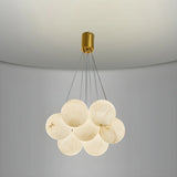 Contemporary Cluster Globe Alabaster White Chandelier Image - 6