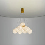 Contemporary Cluster Globe Alabaster White Chandelier Image - 8