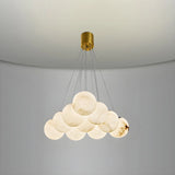 Contemporary Cluster Globe Alabaster White Chandelier Image - 9