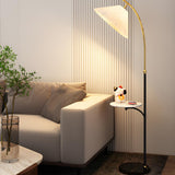 Contemporary Cone and Arc Floor Lamp with Side Table Image - 1