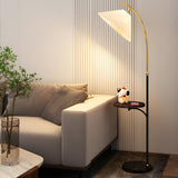 Contemporary Cone and Arc Floor Lamp with Side Table Image - 2