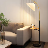 Contemporary Cone and Arc Floor Lamp with Side Table Image - 3