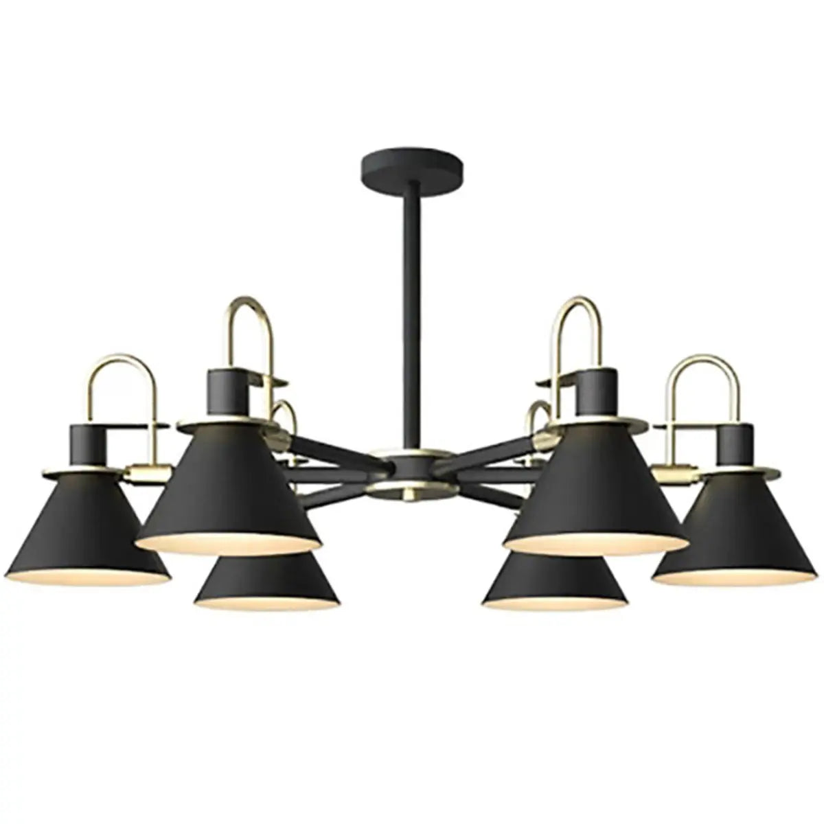 Contemporary Cone Metal Living Room Black Chandelier Image - 10