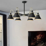 Contemporary Cone Metal Living Room Black Chandelier Image - 15