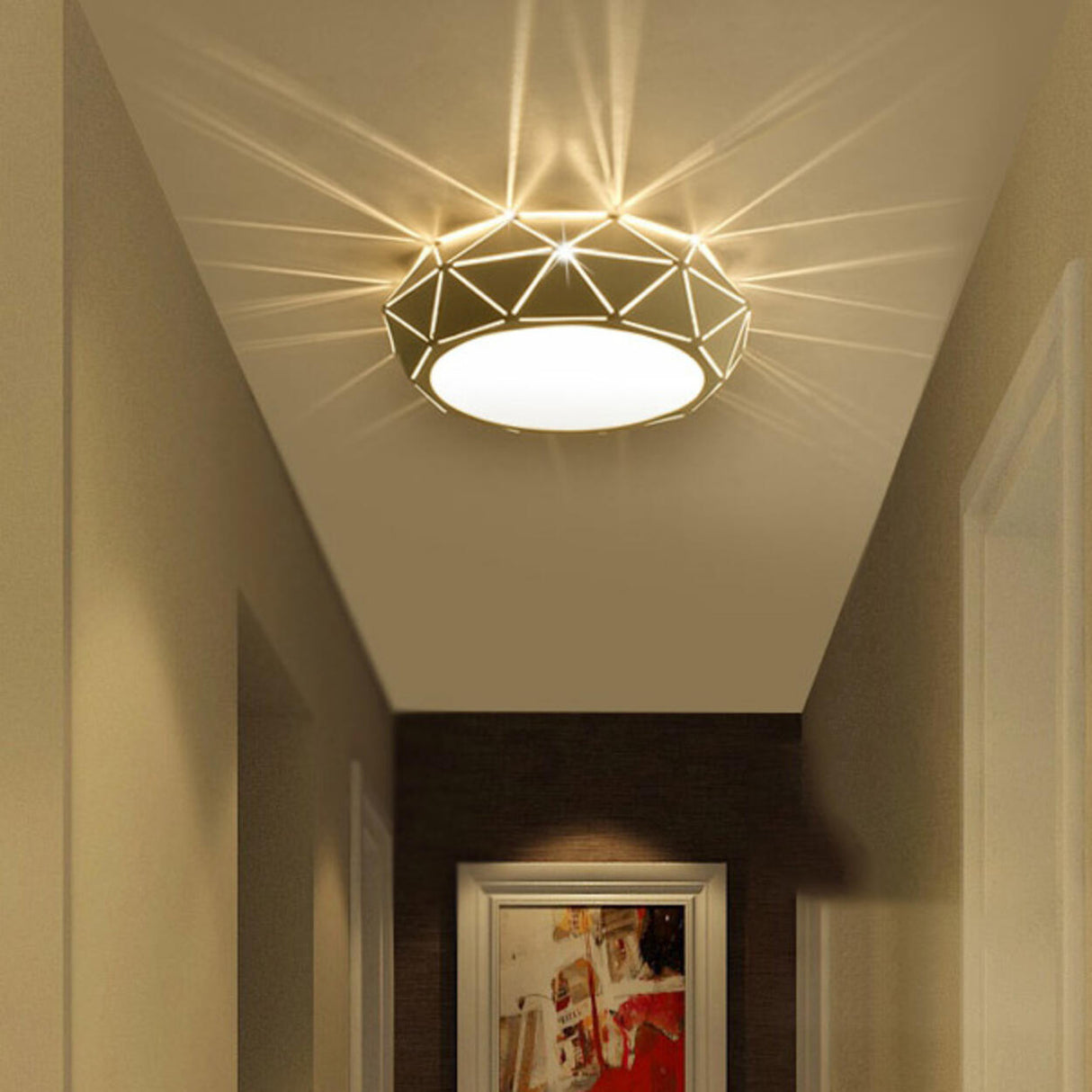 Contemporary Corridor Drum LED Flush Mount Ceiling Lamp Image - 1