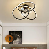 Contemporary Creative Linear Rings Ceiling Fan Light Image - 3