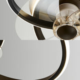 Contemporary Creative Linear Rings Ceiling Fan Light Image - 5