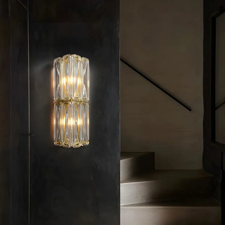 Contemporary Crystal Glass Gold Wall Sconce  Image - 1