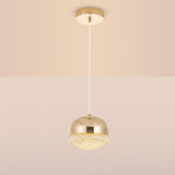 Contemporary Crystal Gold Dome Pendant Light Image - 11