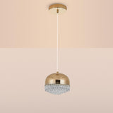 Contemporary Crystal Gold Dome Pendant Light Image - 12