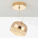 Contemporary Crystal Gold Dome Pendant Light Image - 14