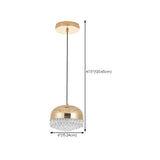 Contemporary Crystal Gold Dome Pendant Light #size