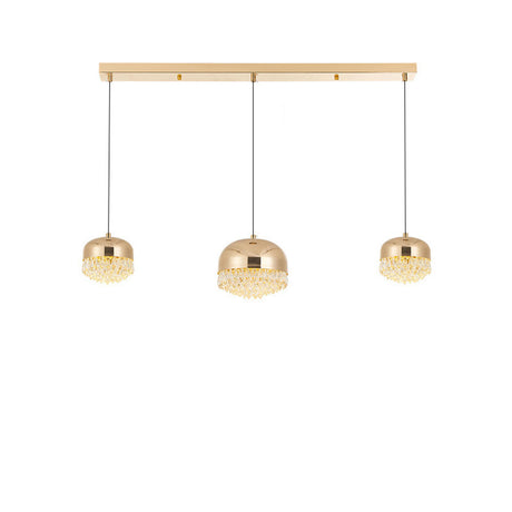 Contemporary Crystal Gold Dome Pendant Light Image - 2