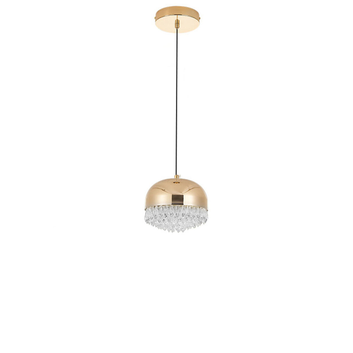 Contemporary Crystal Gold Dome Pendant Light Image - 3