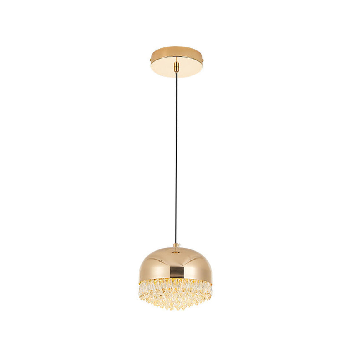 Contemporary Crystal Gold Dome Pendant Light Image - 8