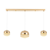 Contemporary Crystal Gold Dome Pendant Light Image - 9