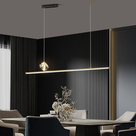 Contemporary Crystal Linear Kitchen Pendant Light Image - 1