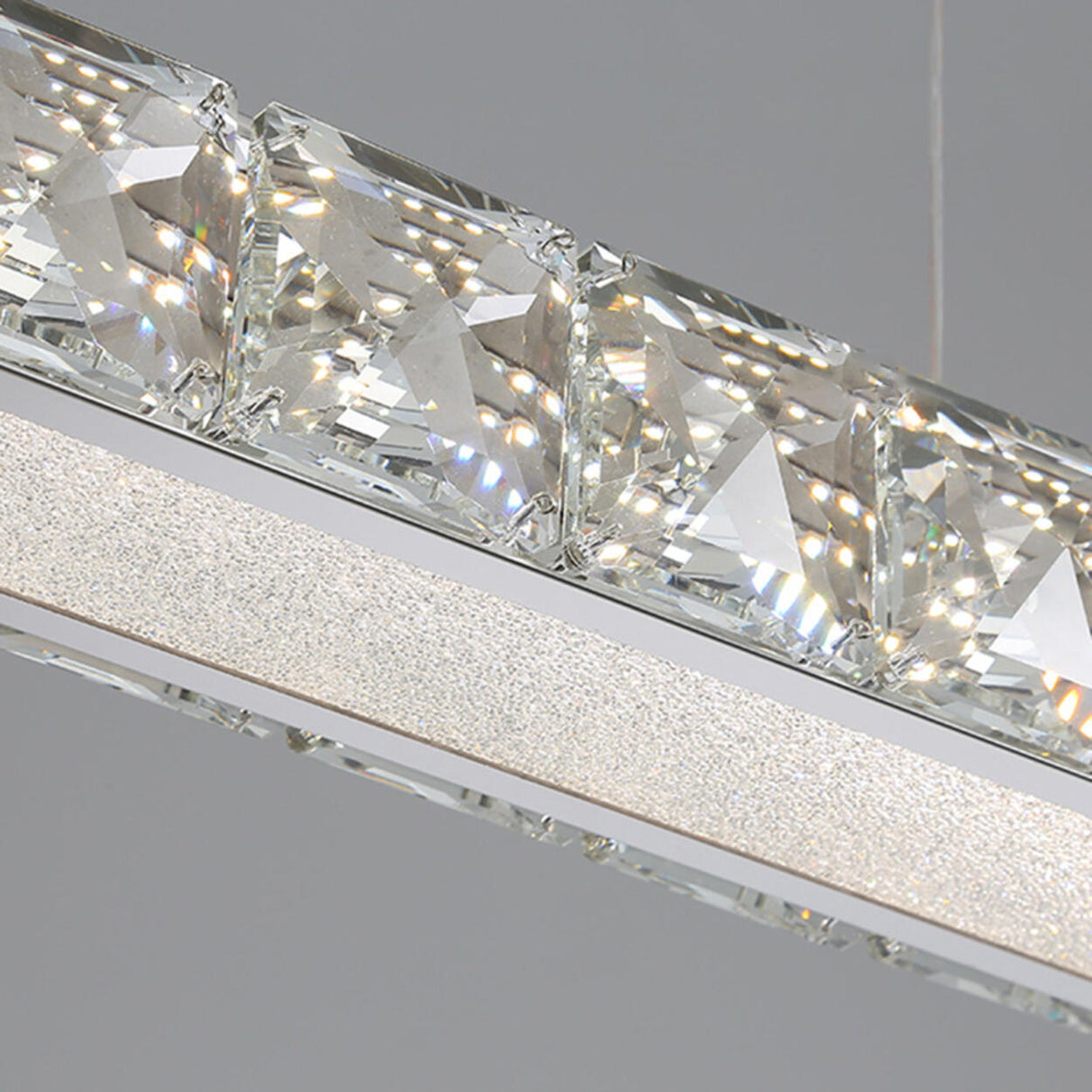 Contemporary Crystal Rectangular Island Pendant Light Image - 10