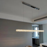 Contemporary Crystal Rectangular Island Pendant Light Image - 3