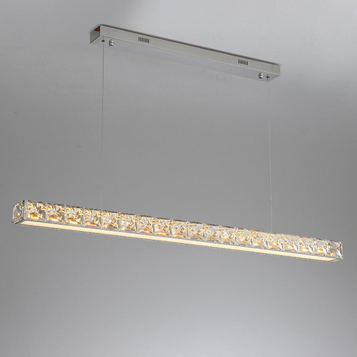 Contemporary Crystal Rectangular Island Pendant Light Image - 6