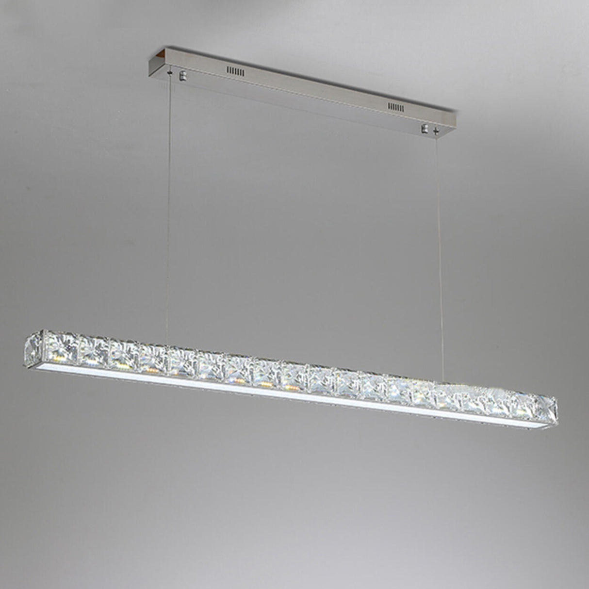 Contemporary Crystal Rectangular Island Pendant Light Image - 8