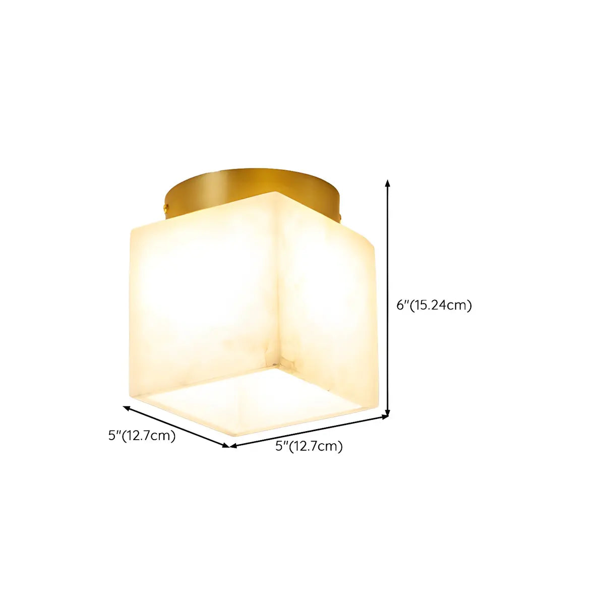 Contemporary Cube Alabaster Corridor Flush Mount Light 