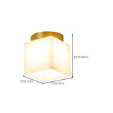 Contemporary Cube Alabaster Corridor Flush Mount Light #size