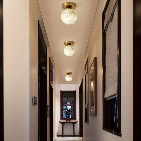 Contemporary Cube Alabaster Corridor Flush Mount Light Image - 2